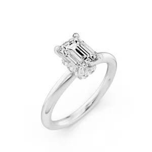 Emerald Hidden Halo Engagement Ring image, 