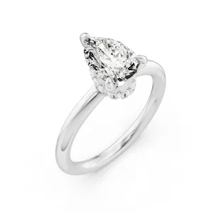 Pear Hidden Halo Engagement Ring Moissanite Engagement Ring image, 