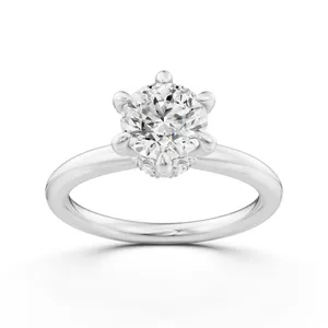 Round Hidden Halo Engagement Ring image, 