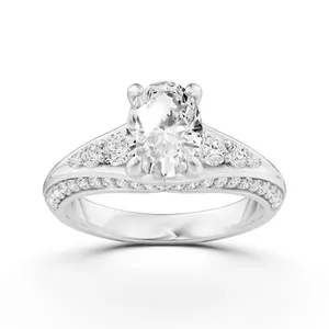 Oval Engagement Ring with Round Side Stone image, 