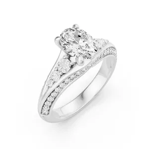 Oval Engagement Ring with Round Side Stone image, 