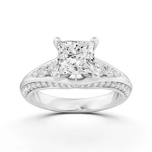 Princess Engagement Ring with Round Side Stone image, 