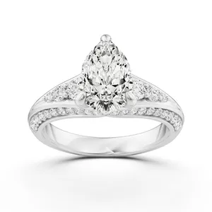 Pear Engagement Ring with Round Side Stone image, 