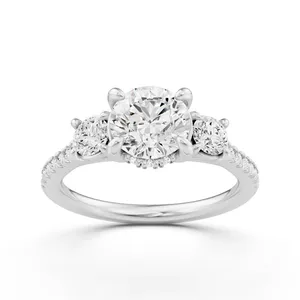 Three Stone Round Engagement Ring with Round Side Stones image, 