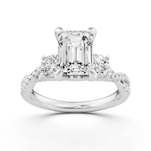 Emerald Hidden Halo Twist Engagement Ring image, 