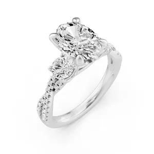 Oval Hidden Halo Twist Engagement Ring image, 