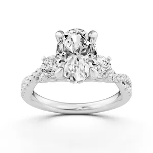 Oval Hidden Halo Twist Engagement Ring image, 