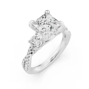 Princess Hidden Halo Twist Engagement Ring Moissanite Engagement Ring image, 