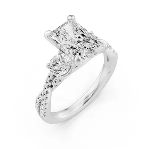 Radiant Hidden Halo Twist Engagement Ring Moissanite Engagement Ring image, 