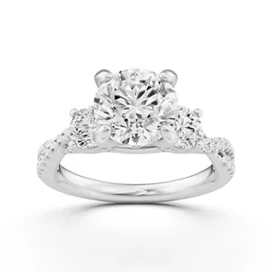Round Hidden Halo Twist Engagement Ring image, 
