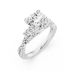 Round Hidden Halo Twist Engagement Ring Moissanite Engagement Ring image, 