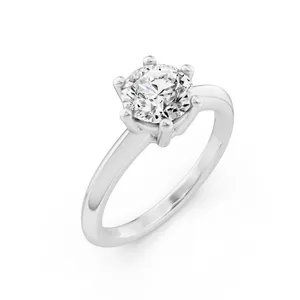 Round Six-Prong Solitaire Engagement Ring Moissanite Engagement Ring image, 