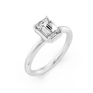 Emerald Solitaire Engagement Ring Moissanite Engagement Ring image, 