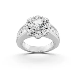 Round Floral Ring with Channel Set image, 
