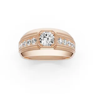 Cushion Hero Accented Signature Men's Wedding Ring image, Cushion Hero Accented Signature Men's Wedding Ring