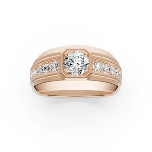 Round Brilliant Hero Accented Signature Men's Wedding Ring image, Round Brilliant Hero Accented Signature Men's Wedding Ring