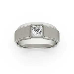Princess Hero Signature Solitaire Men's Wedding Ring image, Princess Hero Signature Solitaire Men's Wedding Ring