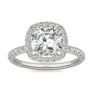 Cushion Custom Halo 1/2 Eternity Engagement Ring image, 