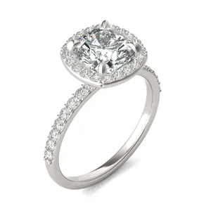Cushion Custom Halo 1/2 Eternity Engagement Ring image, 