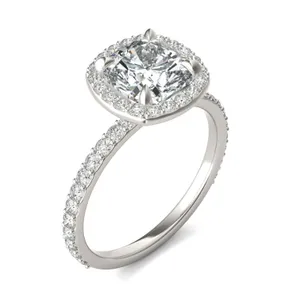 Cushion Custom Halo 3/4 Eternity Engagement Ring image, 