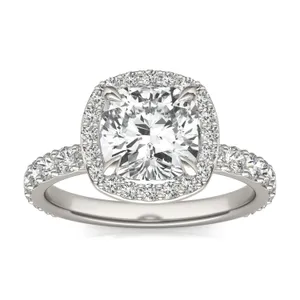 Cushion Custom Halo Bold 3/4 Eternity Engagement Ring image, 