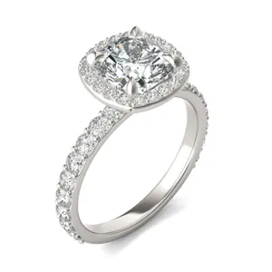 Cushion Custom Halo Bold 3/4 Eternity Engagement Ring image, 