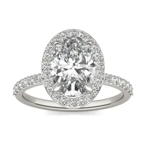 Oval Custom Halo 1/2 Eternity Engagement Ring image, 