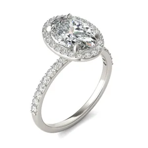 Oval Custom Halo 1/2 Eternity Engagement Ring image, 