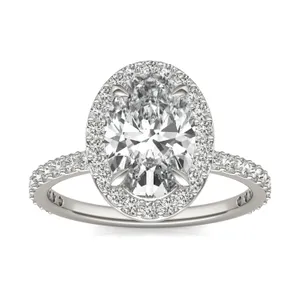 Oval Custom Halo 3/4 Eternity Engagement Ring image, 