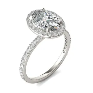 Oval Custom Halo 3/4 Eternity Engagement Ring image, 