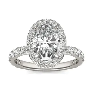 Oval Custom Halo Bold 3/4 Eternity Engagement Ring image, 