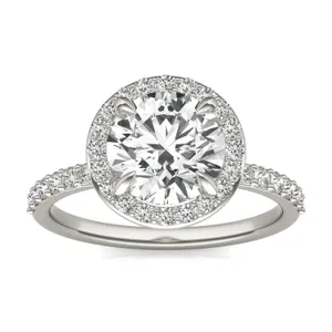 Round Custom Halo 1/2 Eternity Engagement Ring image, 