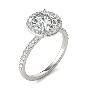 Round Custom Halo 1/2 Eternity Engagement Ring image, 