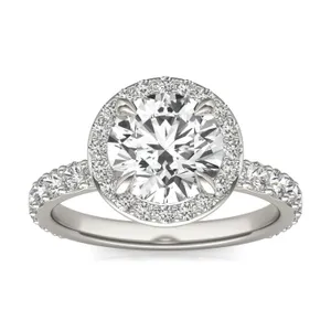 Round Custom Halo Bold 3/4 Eternity Engagement Ring image, 