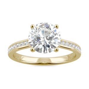 Round Hearts & Arrows Channel Set Cathedral Engagement Ring