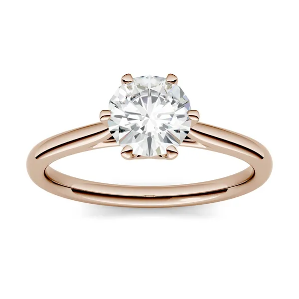 2.70 CTW DEW Round Forever One Moissanite Six Prong Solitaire Engagement Ring in 14K Rose Gold