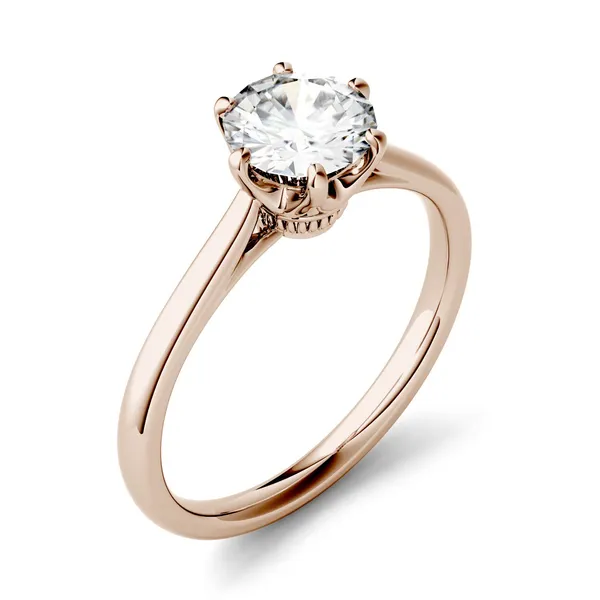 2.70 CTW DEW Round Forever One Moissanite Six Prong Solitaire Engagement Ring in 14K Rose Gold