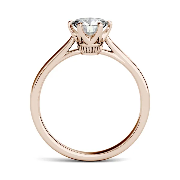 2.70 CTW DEW Round Forever One Moissanite Six Prong Solitaire Engagement Ring in 14K Rose Gold