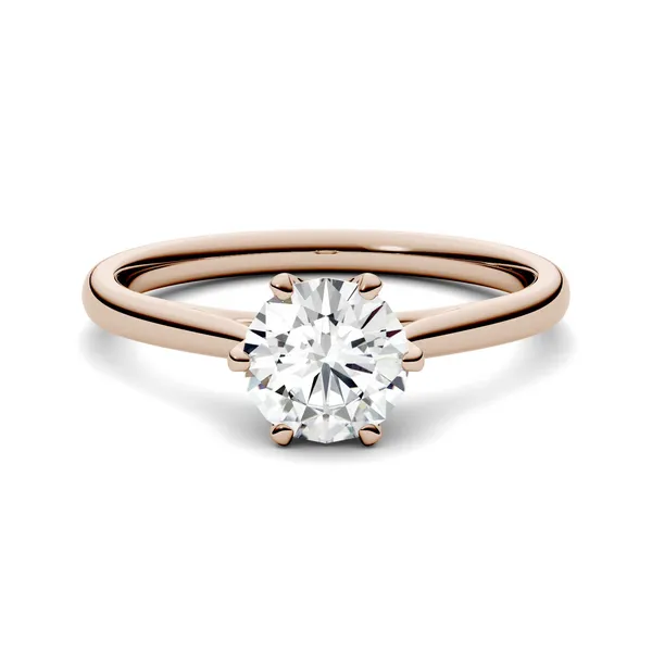 2.70 CTW DEW Round Forever One Moissanite Six Prong Solitaire Engagement Ring in 14K Rose Gold
