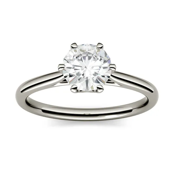 2.70 CTW DEW Round Forever One Moissanite Six Prong Solitaire Engagement Ring in 14K White Gold