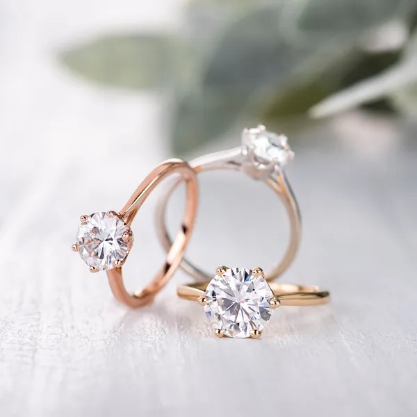 2.70 CTW DEW Round Forever One Moissanite Six Prong Solitaire Engagement Ring in 14K White Gold