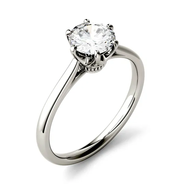 2.70 CTW DEW Round Forever One Moissanite Six Prong Solitaire Engagement Ring in 14K White Gold