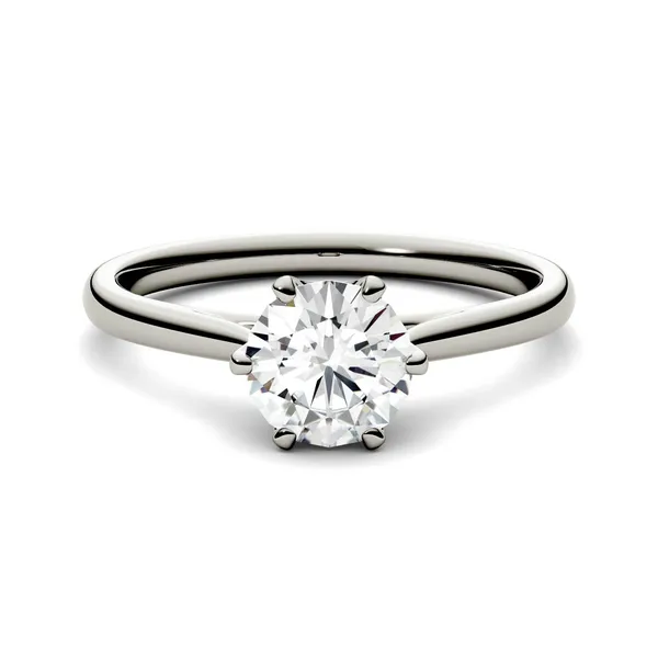 2.70 CTW DEW Round Forever One Moissanite Six Prong Solitaire Engagement Ring in 14K White Gold