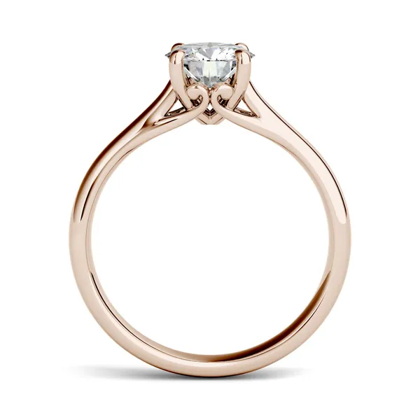 1.00 CTW DEW Round Forever One Moissanite Four Prong Solitaire Engagement Ring in 14K Rose Gold