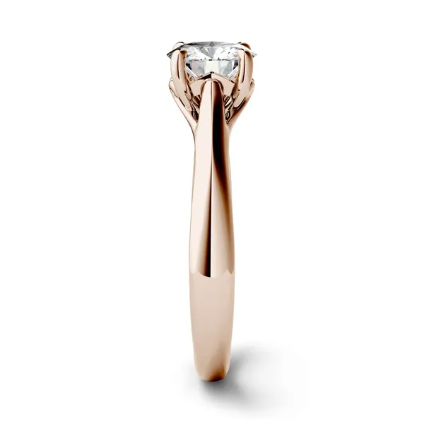 1.00 CTW DEW Round Forever One Moissanite Four Prong Solitaire Engagement Ring in 14K Rose Gold