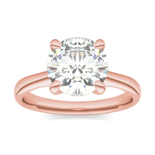 2.70 CTW DEW Round Forever One Moissanite Four Prong Solitaire Engagement Ring in 14K Rose Gold