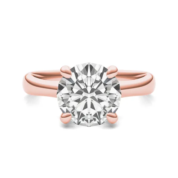 2.70 CTW DEW Round Forever One Moissanite Four Prong Solitaire Engagement Ring in 14K Rose Gold