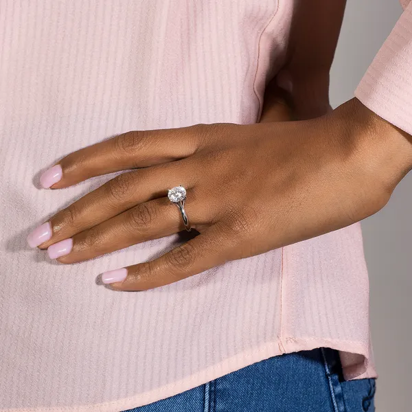 2.70 CTW DEW Round Forever One Moissanite Four Prong Solitaire Engagement Ring in 14K White Gold