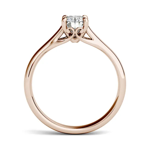 0.90 CTW DEW Oval Forever One Moissanite Four Prong Solitaire Engagement Ring in 14K Rose Gold