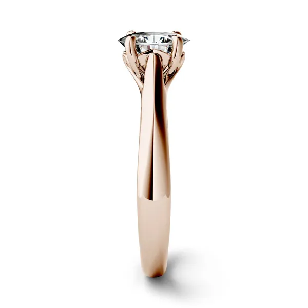 0.90 CTW DEW Oval Forever One Moissanite Four Prong Solitaire Engagement Ring in 14K Rose Gold
